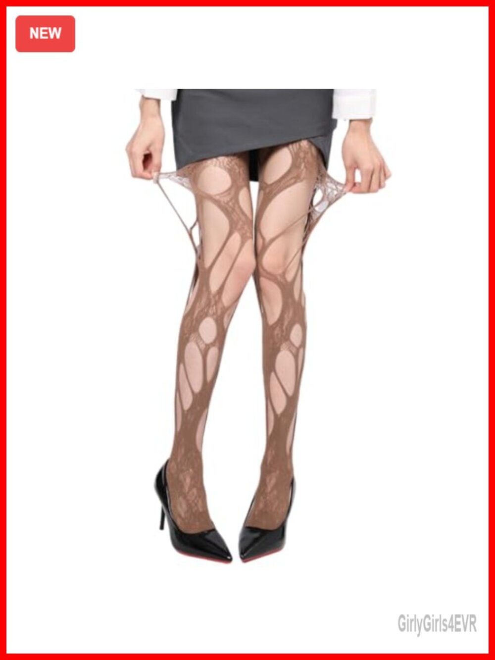 Fishnet Ripped Irregular Thigh-High Stockings Gothic Mesh Suspender Pantyhose